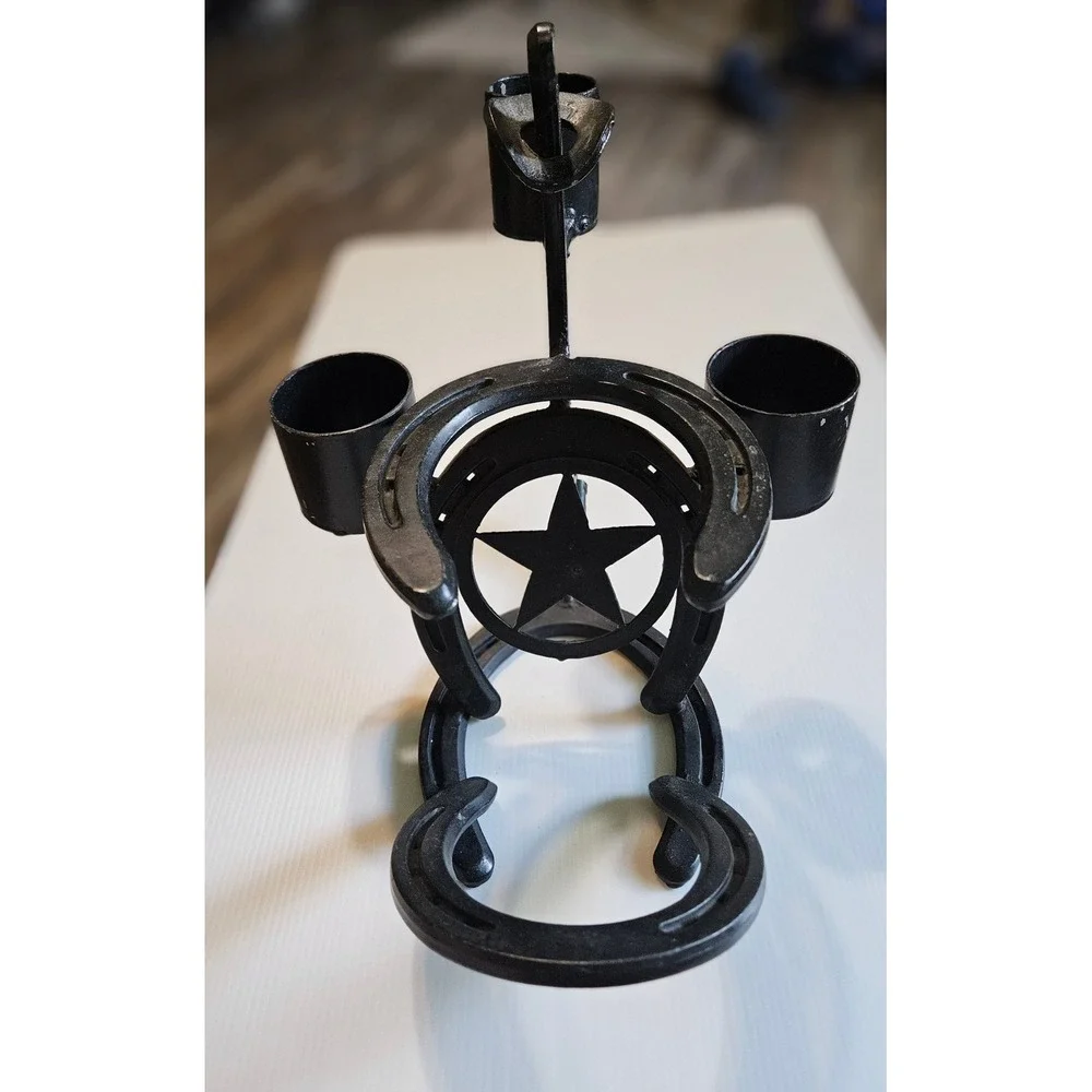 Rustic Horseshoe Metal Candle Holder‎ Texas Star Western Farmhouse Decor Black